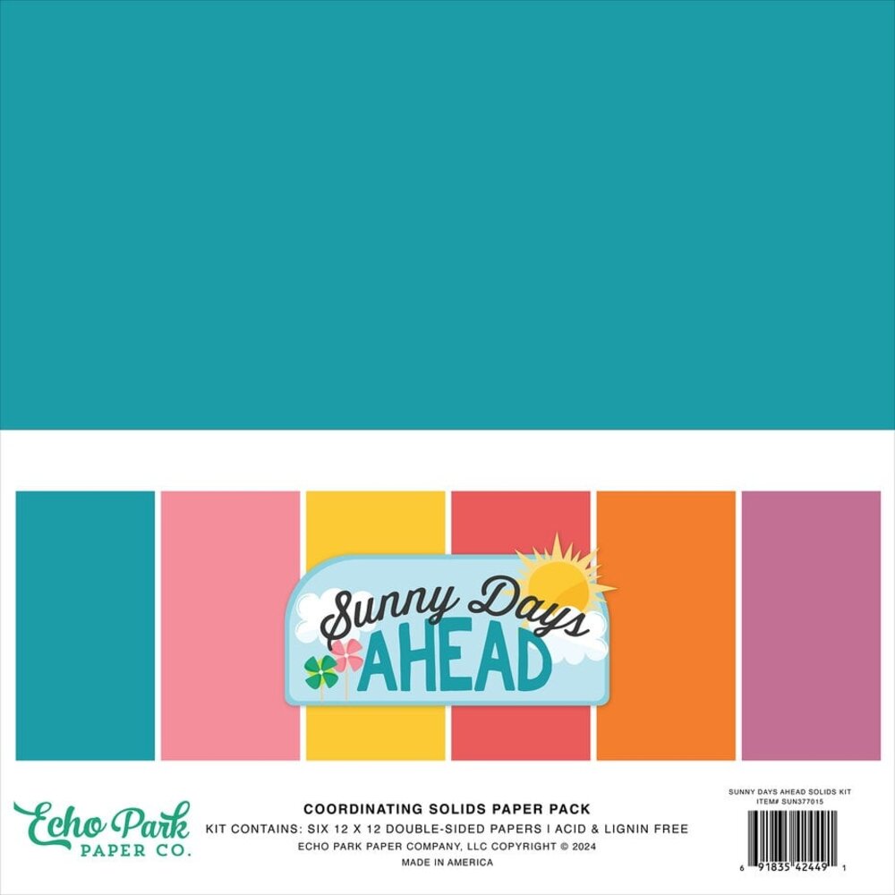Echo Park Sunny Days Ahead 12x12 Inch Coordinating Solids Paper Pack (SUN377015) Echo Park Sunny Days Ahead 12x12 Inch Coordinating Solids Paper Pack (SUN377015)