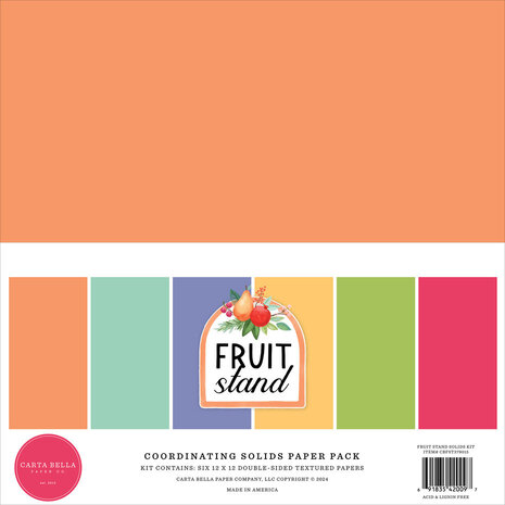 Carta Bella Fruit Stand 12x12 Inch Coordinating Solids Paper Pack (CBFST379015) Carta Bella Fruit Stand 12x12 Inch Coordinating Solids Paper Pack (CBFST379015)