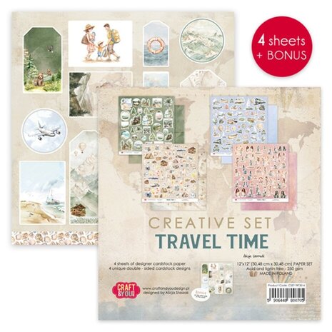 Craft & You Travel Time 12x12 Inch Creative Set (4pcs) (CSET-TRT30-4)
