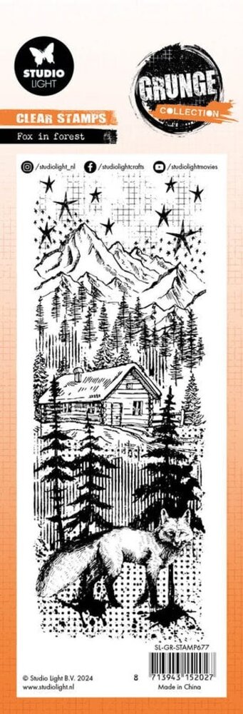 Studio Light Grunge Slimline Clear Stamps Fox In Forest (SL-GR-STAMP677)
