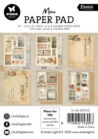 Studio Light Essentials Mini Paper Pad Vintage Memories (SL-ES-DPP215)