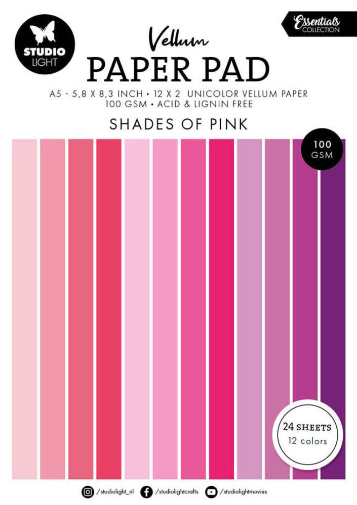 Studio Light Essentials Shades of Pink A5 Vellum Paper Pad (SL-ES-VPP192)