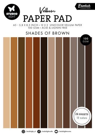 Studio Light Essentials Shades of Brown A5 Vellum Paper Pad (SL-ES-VPP195) Studio Light Essentials Shades of Brown A5 Vellum Paper Pad (SL-ES-VPP195)