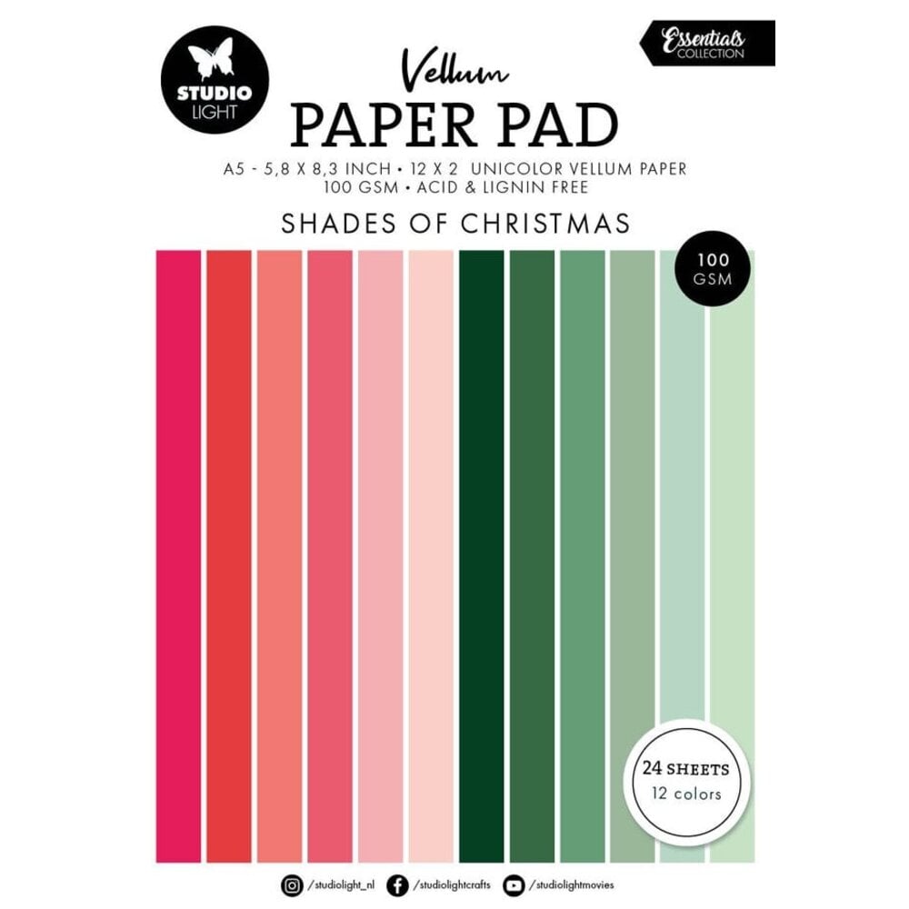 Studio Light Essentials Shades of Christmas A5 Vellum Paper Pad (SL-ES ...