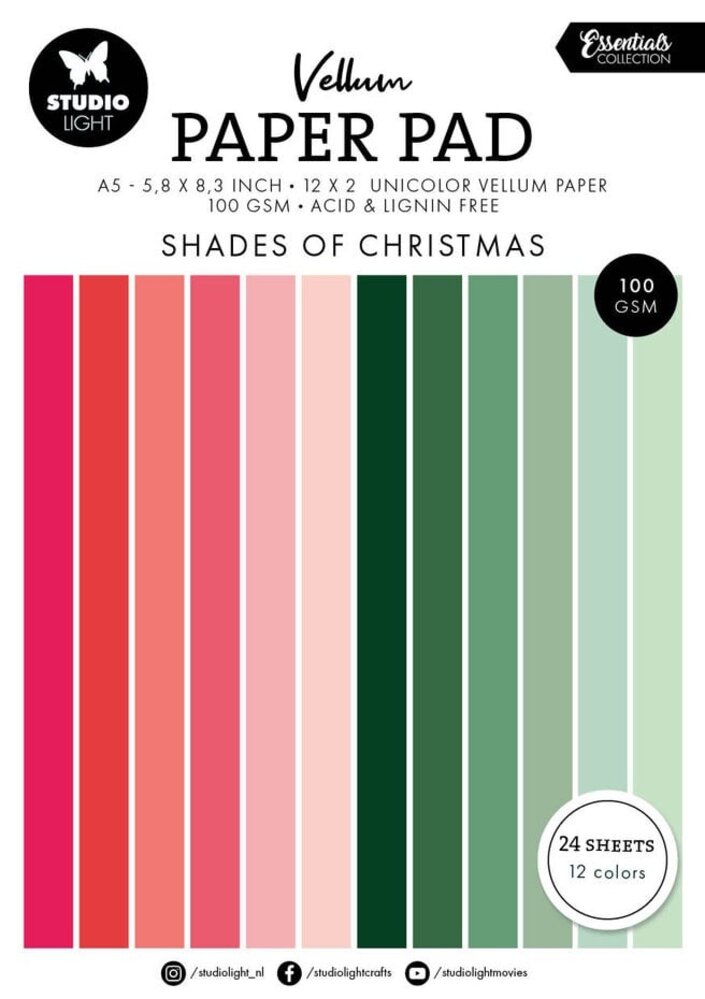 Studio Light Essentials Shades of Christmas A5 Vellum Paper Pad (SL-ES-VPP196) Studio Light Essentials Shades of Christmas A5 Vellum Paper Pad (SL-ES-VPP196)