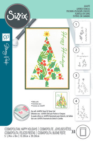 Sizzix Layered Stencils Happy Holidays (666693)