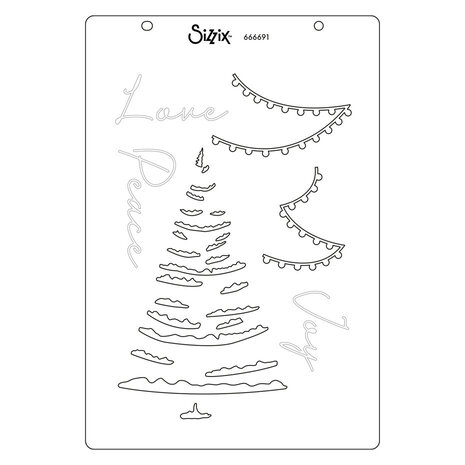 Sizzix Clear Stamps & Stencil Merry & Light (666691) Sizzix Clear Stamps & Stencil Merry & Light (666691)
