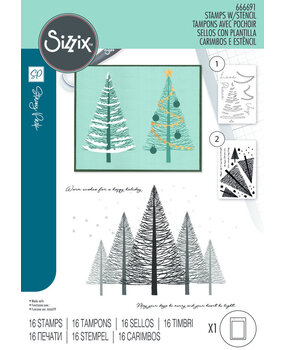 Sizzix Clear Stamps & Stencil Merry & Light (666691) Sizzix Clear Stamps & Stencil Merry & Light (666691)