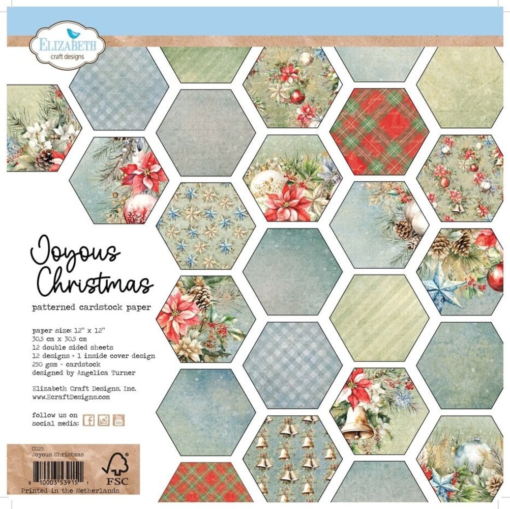 Elizabeth Craft Designs Joyous Christmas 12x12 Inch Patterned Cardstock Paper (C025) Elizabeth Craft Designs Joyous Christmas 12x12 Inch Patterned Cardstock Paper (C025)