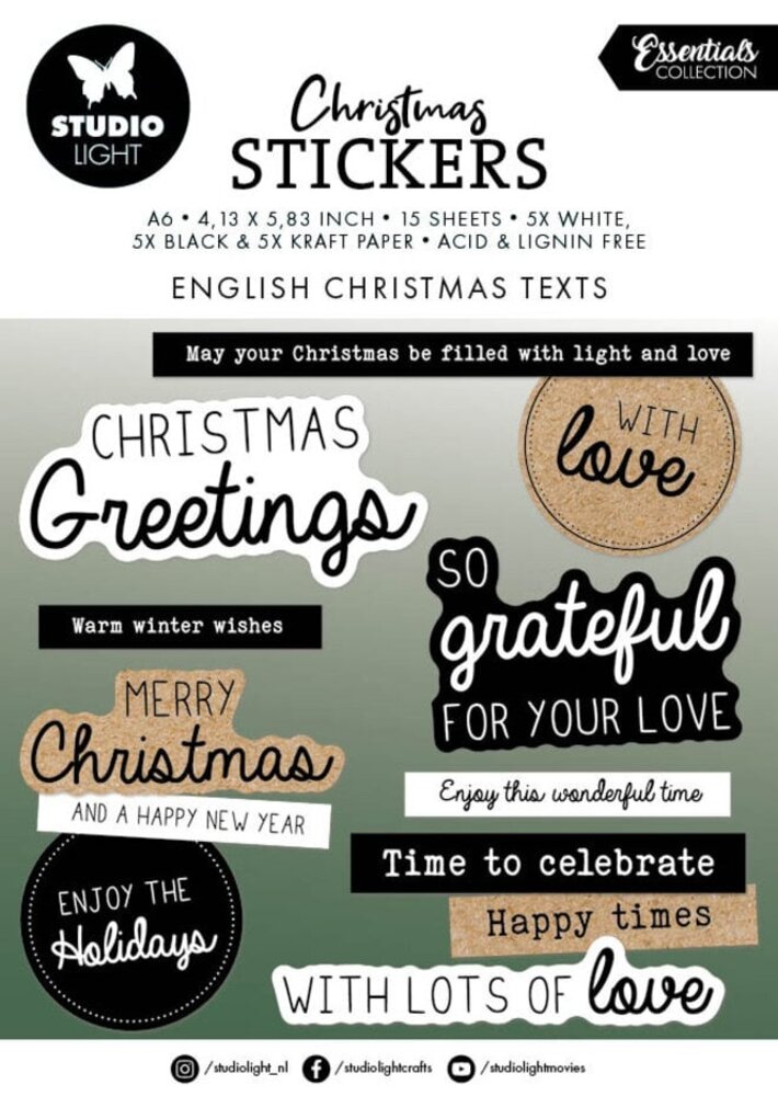 Studio Light Christmas Essentials English Christmas Texts Sticker Pad (SL-ES-STIC21) Studio Light Christmas Essentials English Christmas Texts Sticker Pad (SL-ES-STIC21)