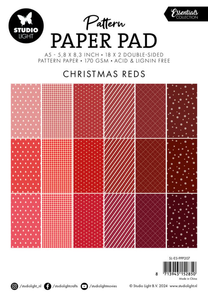 Studio Light Essentials Christmas Reds A5 Pattern Paper Pad (SL-ES-PPP207) Studio Light Essentials Christmas Reds A5 Pattern Paper Pad (SL-ES-PPP207)
