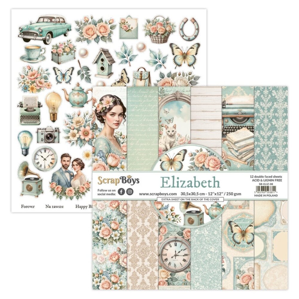 ScrapBoys Elizabeth 12x12 Inch Paper Pad (SB-ELIZ-08)