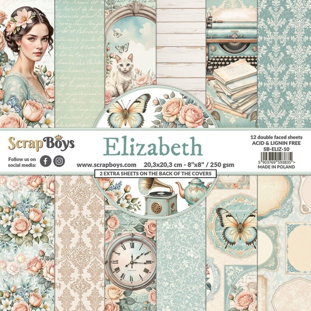 ScrapBoys Elizabeth 8x8 Inch Paper Pad (SB-ELIZ-10) ScrapBoys Elizabeth 8x8 Inch Paper Pad (SB-ELIZ-10)
