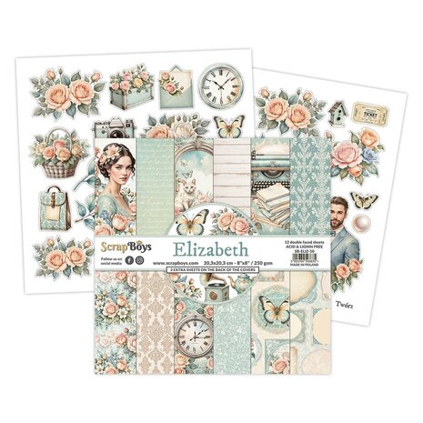 ScrapBoys Elizabeth 8x8 Inch Paper Pad (SB-ELIZ-10) ScrapBoys Elizabeth 8x8 Inch Paper Pad (SB-ELIZ-10)