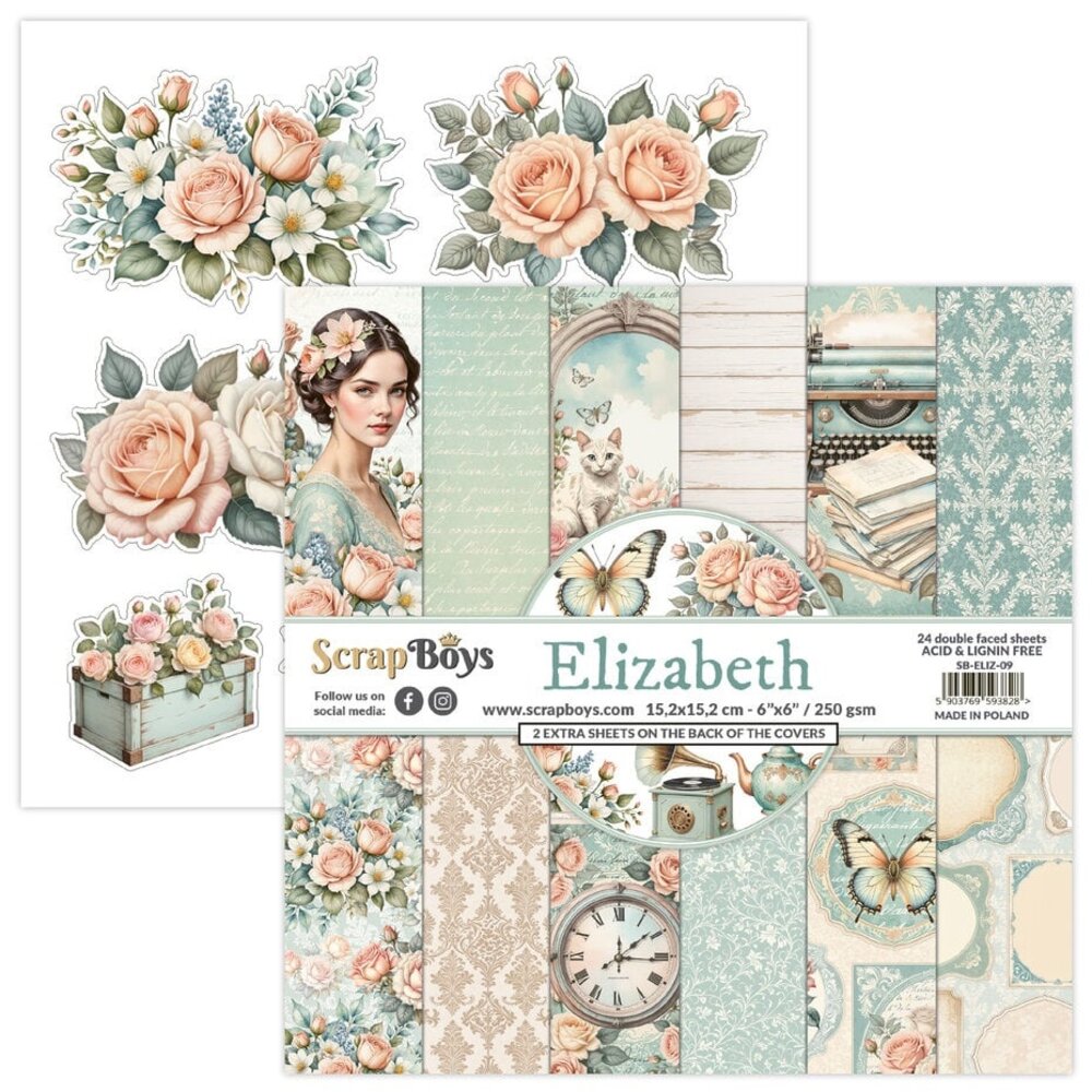 ScrapBoys Elizabeth 6x6 Inch Paper Pad (SB-ELIZ-09) ScrapBoys Elizabeth 6x6 Inch Paper Pad (SB-ELIZ-09)