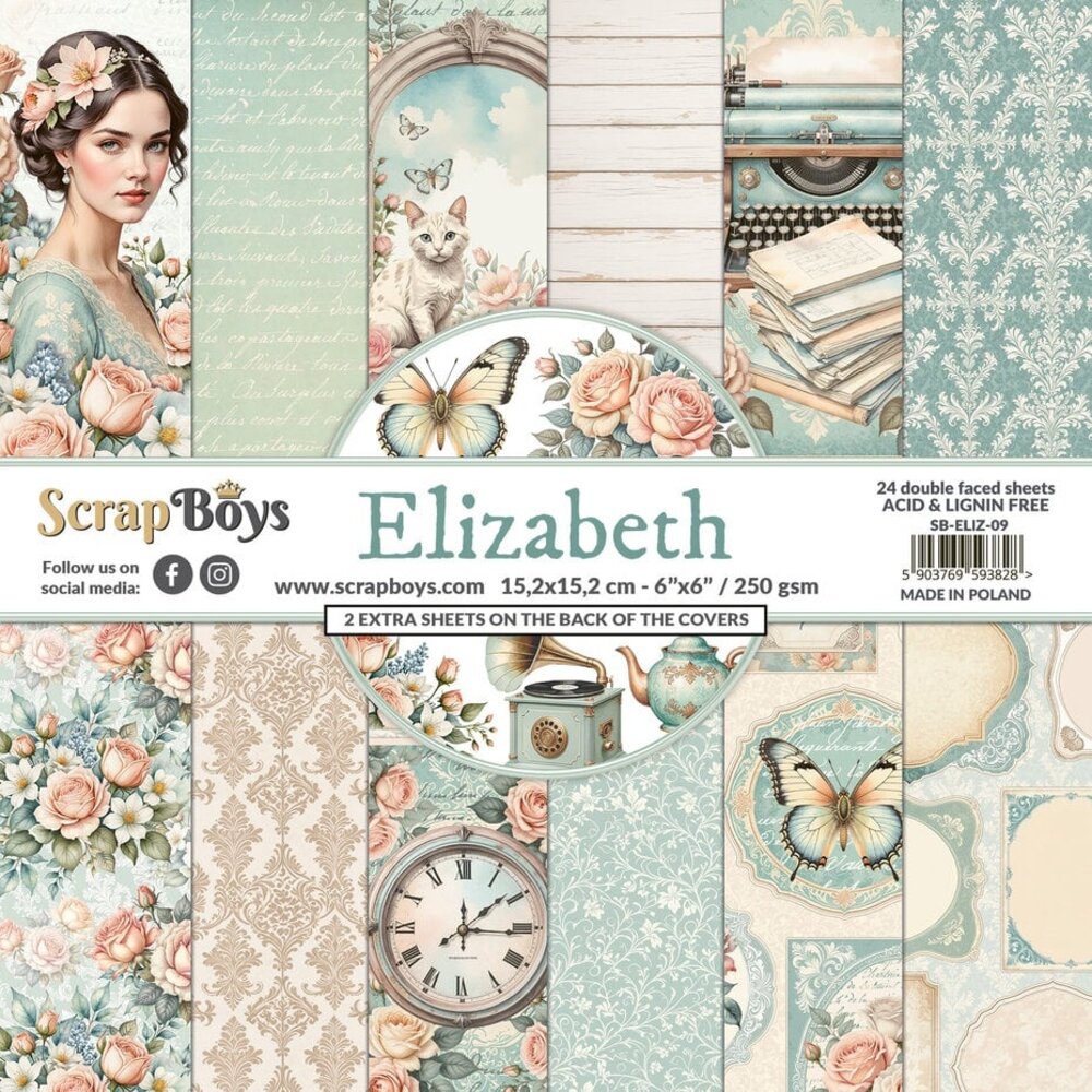 ScrapBoys Elizabeth 6x6 Inch Paper Pad (SB-ELIZ-09) ScrapBoys Elizabeth 6x6 Inch Paper Pad (SB-ELIZ-09)