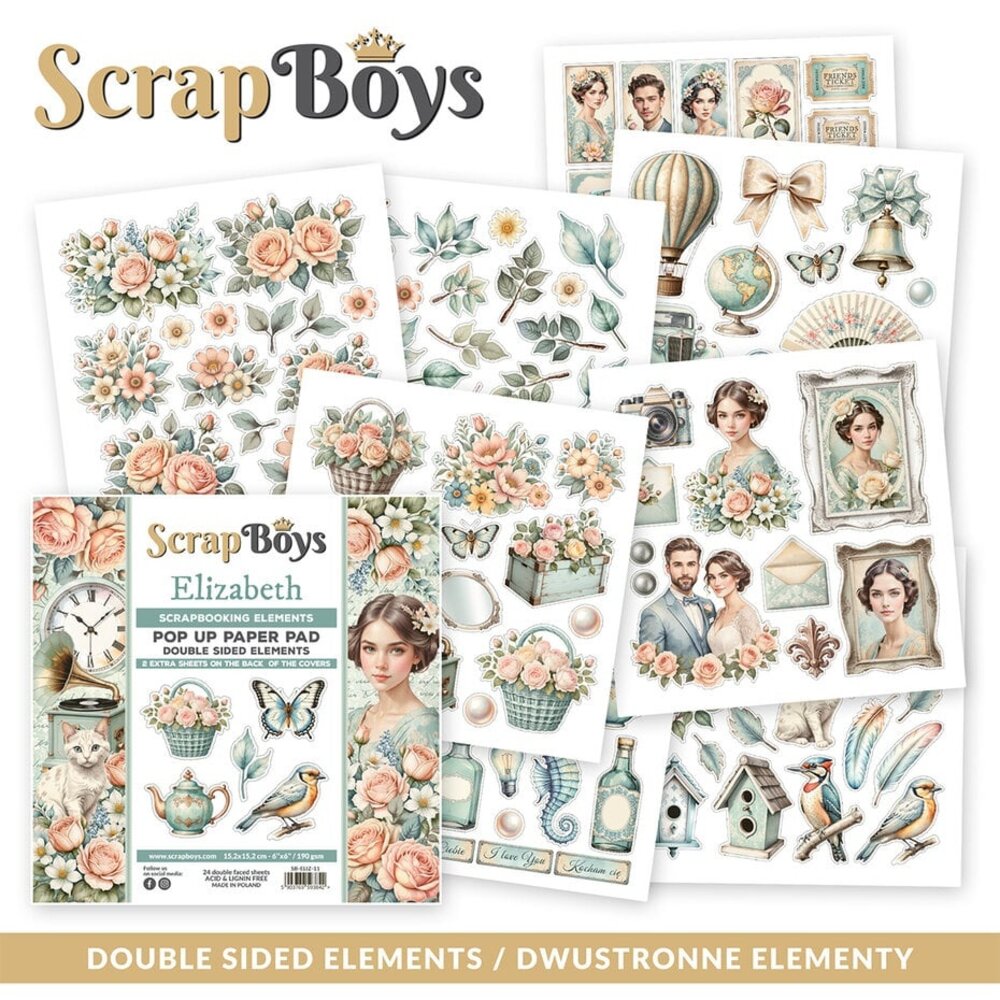 ScrapBoys Elizabeth 6x6 Inch Pop Up Paper Pad (SB-ELIZ-11) ScrapBoys Elizabeth 6x6 Inch Pop Up Paper Pad (SB-ELIZ-11)