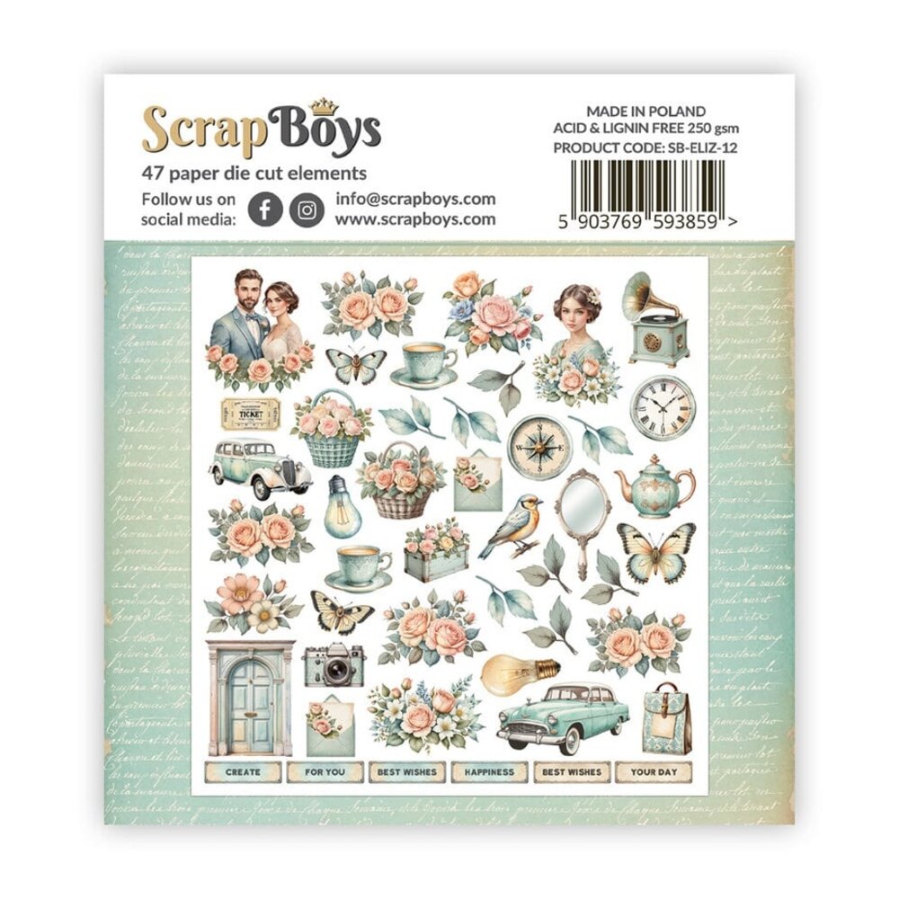ScrapBoys Elizabeth Double Sided Die Cut Elements (SB-ELIZ-12) ScrapBoys Elizabeth Double Sided Die Cut Elements (SB-ELIZ-12)