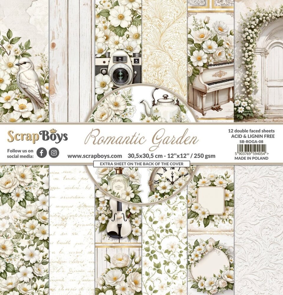 ScrapBoys Romantic Garden 12x12 Inch Paper Pad (SB-ROGA-08) ScrapBoys Romantic Garden 12x12 Inch Paper Pad (SB-ROGA-08)