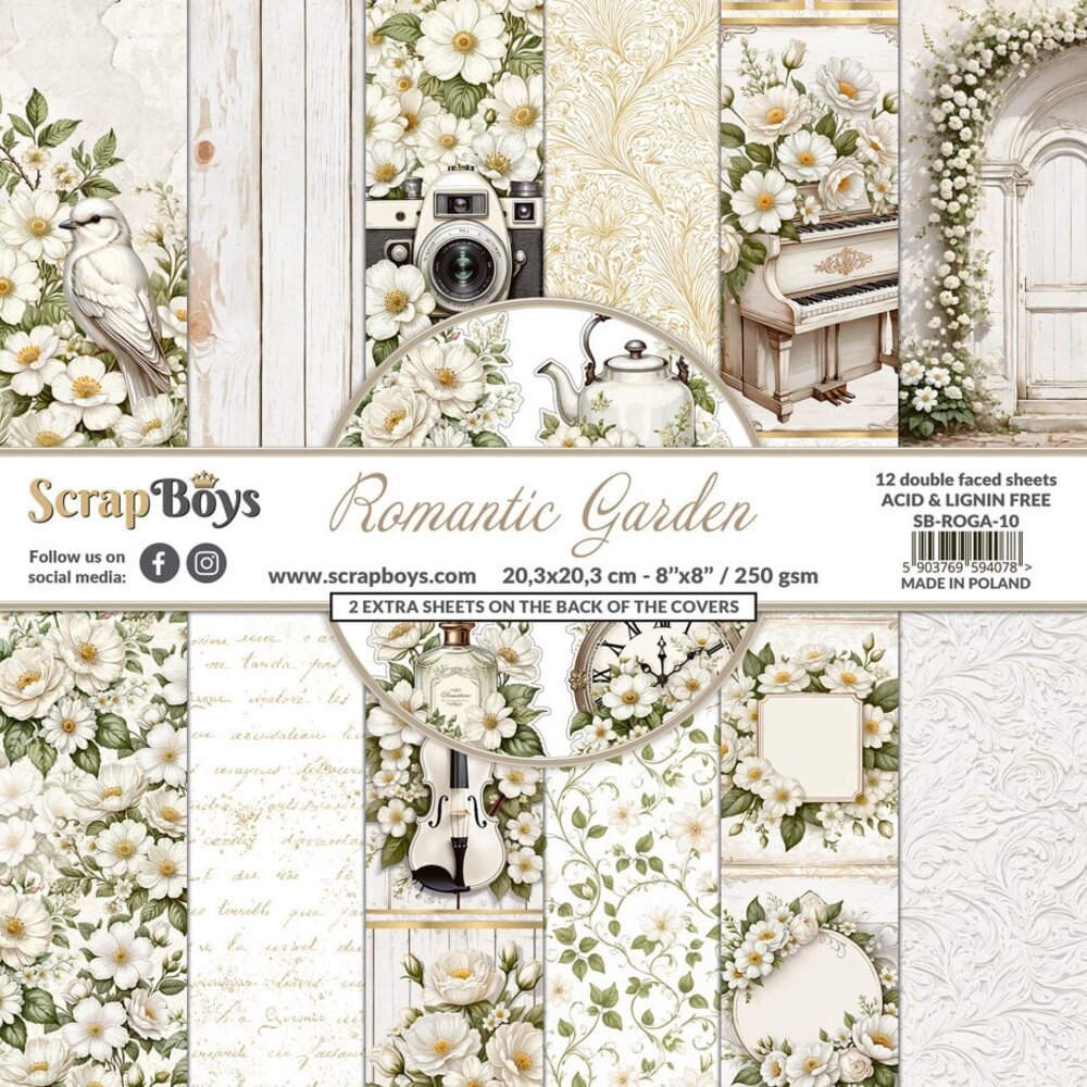 ScrapBoys Romantic Garden 8x8 Inch Paper Pad (SB-ROGA-10) ScrapBoys Romantic Garden 8x8 Inch Paper Pad (SB-ROGA-10)