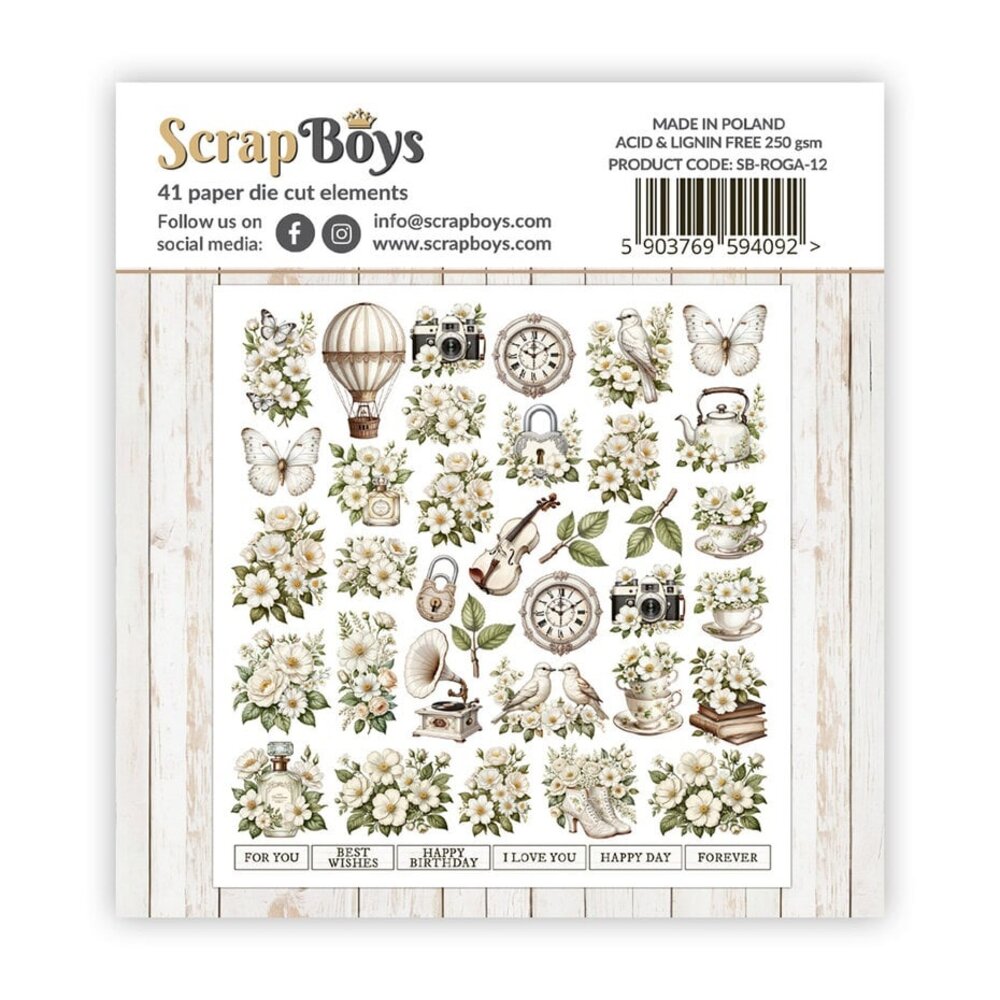 ScrapBoys Romantic Garden Double Sided Die Cut Elements (SB-ROGA-12) ScrapBoys Romantic Garden Double Sided Die Cut Elements (SB-ROGA-12)