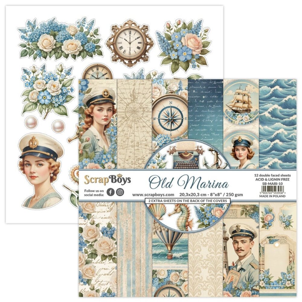 ScrapBoys Old Marina 8x8 Inch Paper Pad (SB-MARI-10)