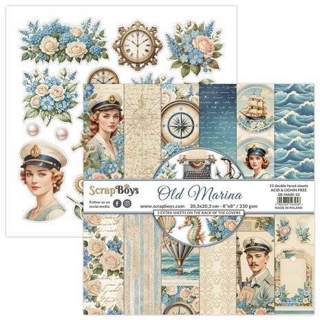 ScrapBoys Old Marina 8x8 Inch Paper Pad (SB-MARI-10)