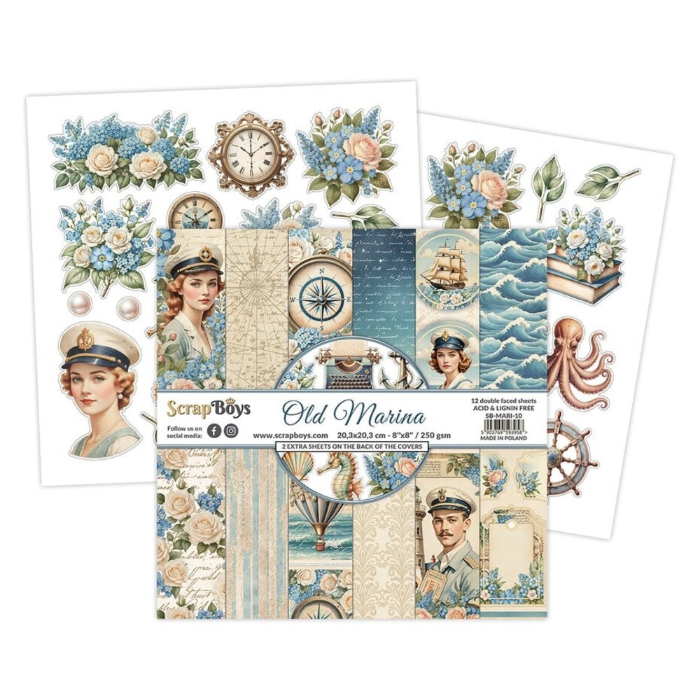 ScrapBoys Old Marina 8x8 Inch Paper Pad (SB-MARI-10)