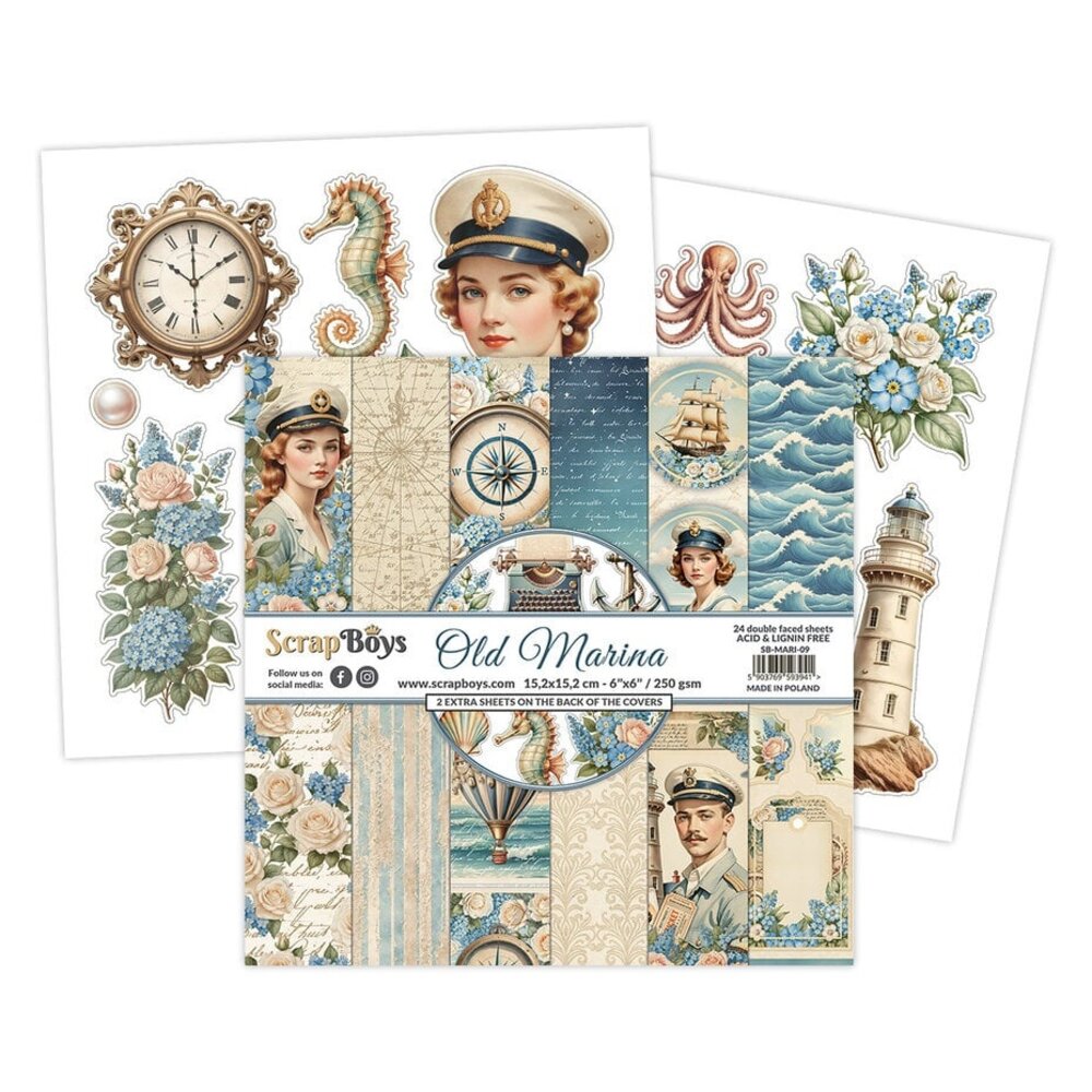 ScrapBoys Old Marina 6x6 Inch Paper Pad (SB-MARI-09)