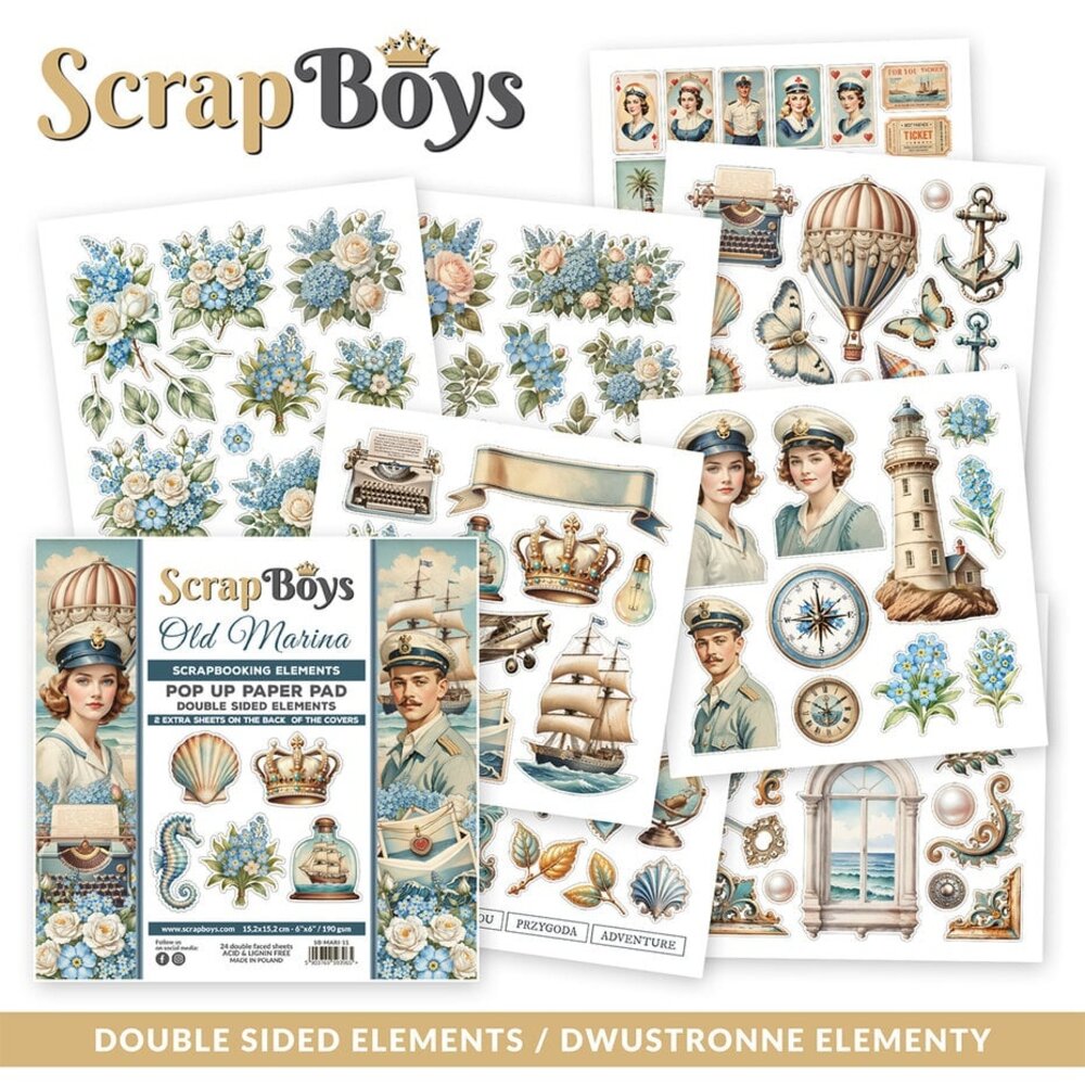 ScrapBoys Old Marina 6x6 Inch Pop Up Paper Pad (SB-MARI-11)
