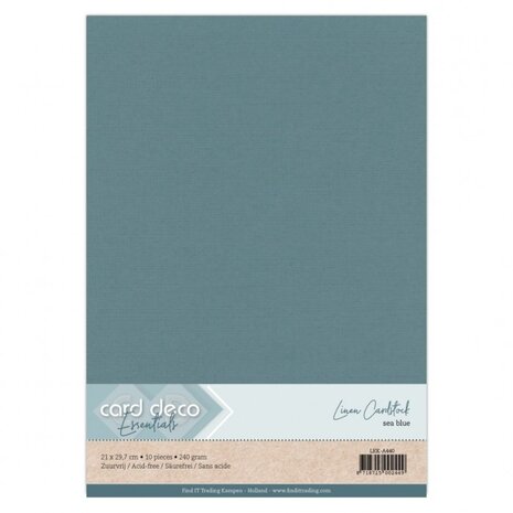 Card Deco Linen Cardstock Sea Blue 10 Vel A4 (LKK-A440)