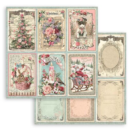 Stamperia Pink Christmas 8x8 Inch Paper Pack (SBBS03)