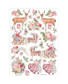 Stamperia Pink Christmas A4 Rice Paper (DFSA4623)*