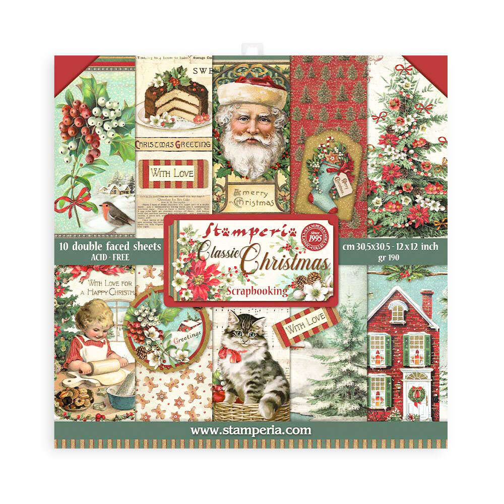 Stamperia Classic Christmas 12x12 Inch Paper Pack (SBBL74) Stamperia Classic Christmas 12x12 Inch Paper Pack (SBBL74)