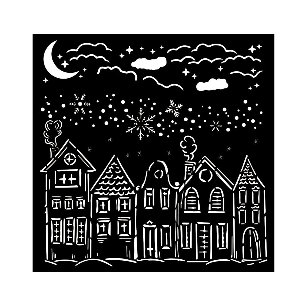Stamperia Classic Christmas Thick Stencil 18x18cm Houses (KSTDQ110)