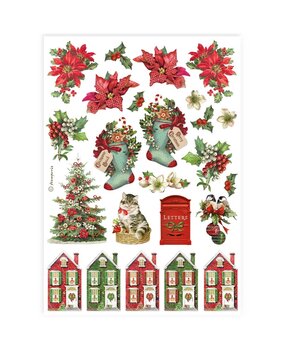 Stamperia Classic Christmas A4 Rice Paper Socks and Hourses (DFSA4918)* Stamperia Classic Christmas A4 Rice Paper Socks and Hourses (DFSA4918)*