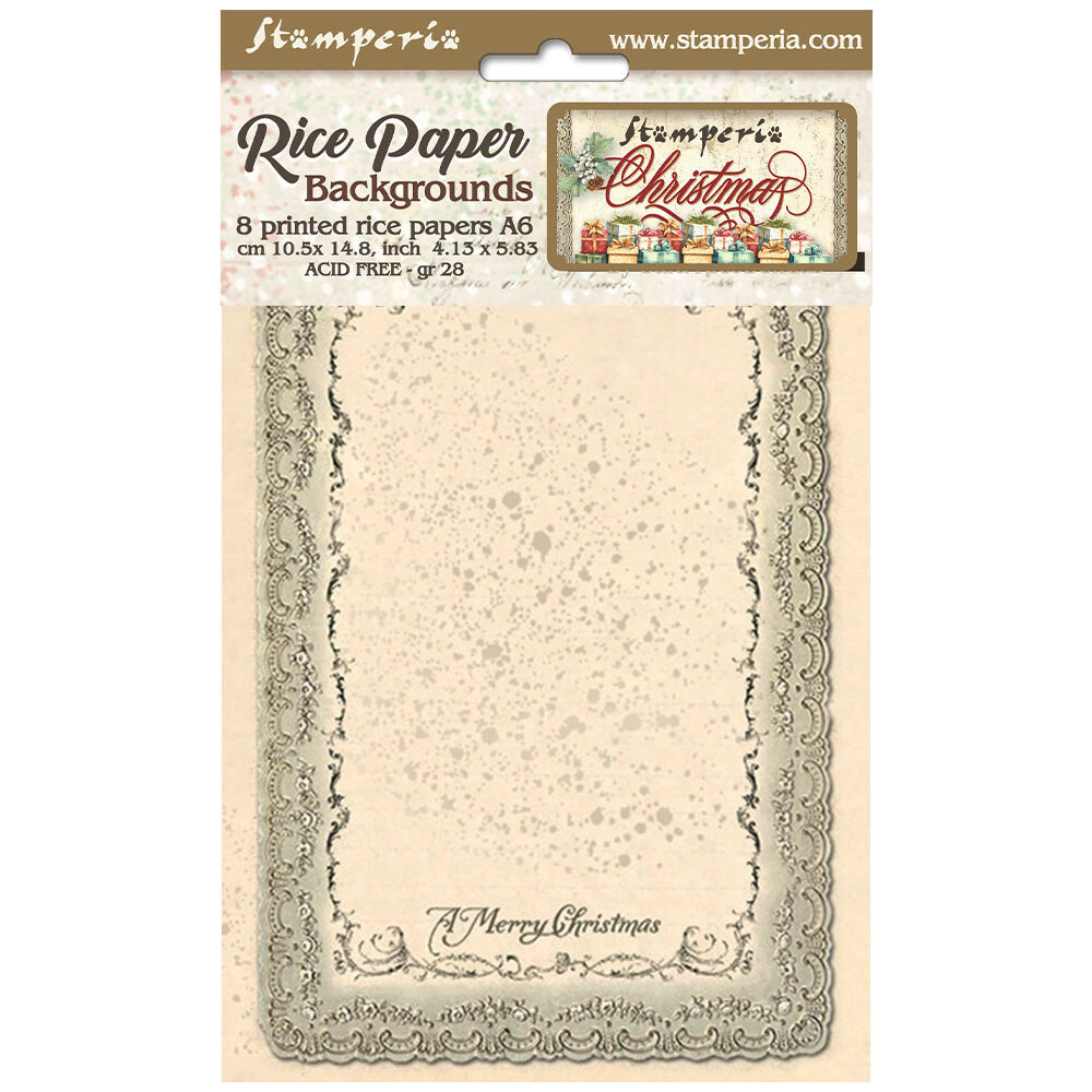 Stamperia Christmas A6 Rice Paper Backgrounds (DFSAK6028) Stamperia Christmas A6 Rice Paper Backgrounds (DFSAK6028)