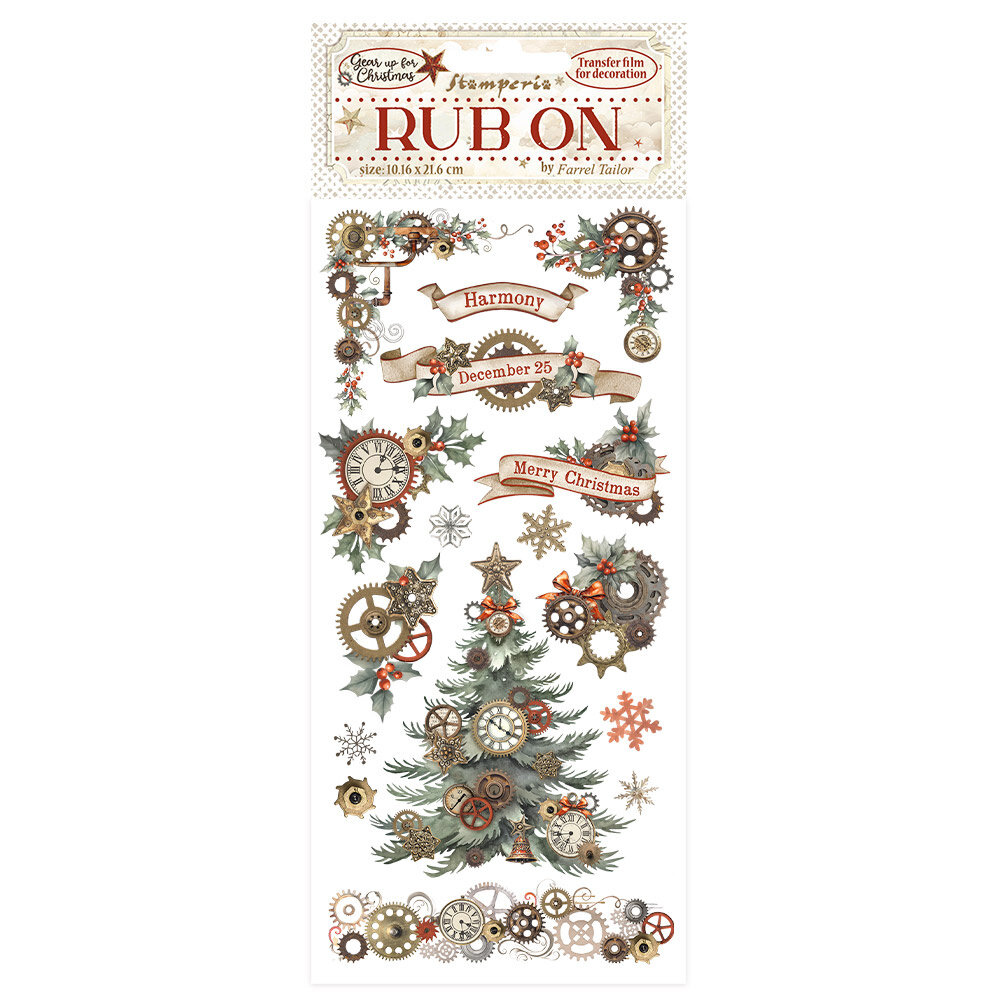 Stamperia Gear up for Christmas Rub-On 4x8,5 Inch Gears (DFLRB101) Stamperia Gear up for Christmas Rub-On 4x8,5 Inch Gears (DFLRB101)