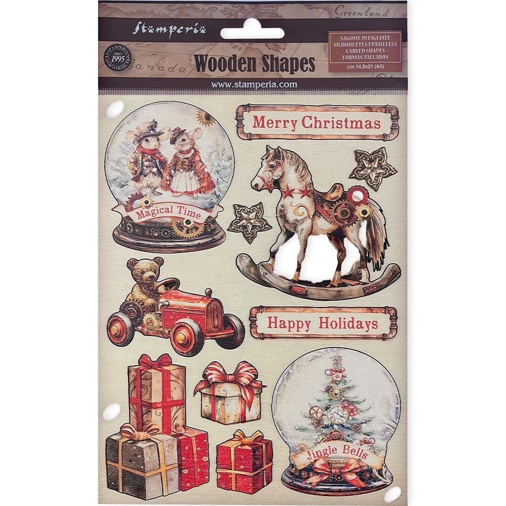 Stamperia Gear up for Christmas Wooden Shapes A5 Snowglobes (KLSP164) Stamperia Gear up for Christmas Wooden Shapes A5 Snowglobes (KLSP164)
