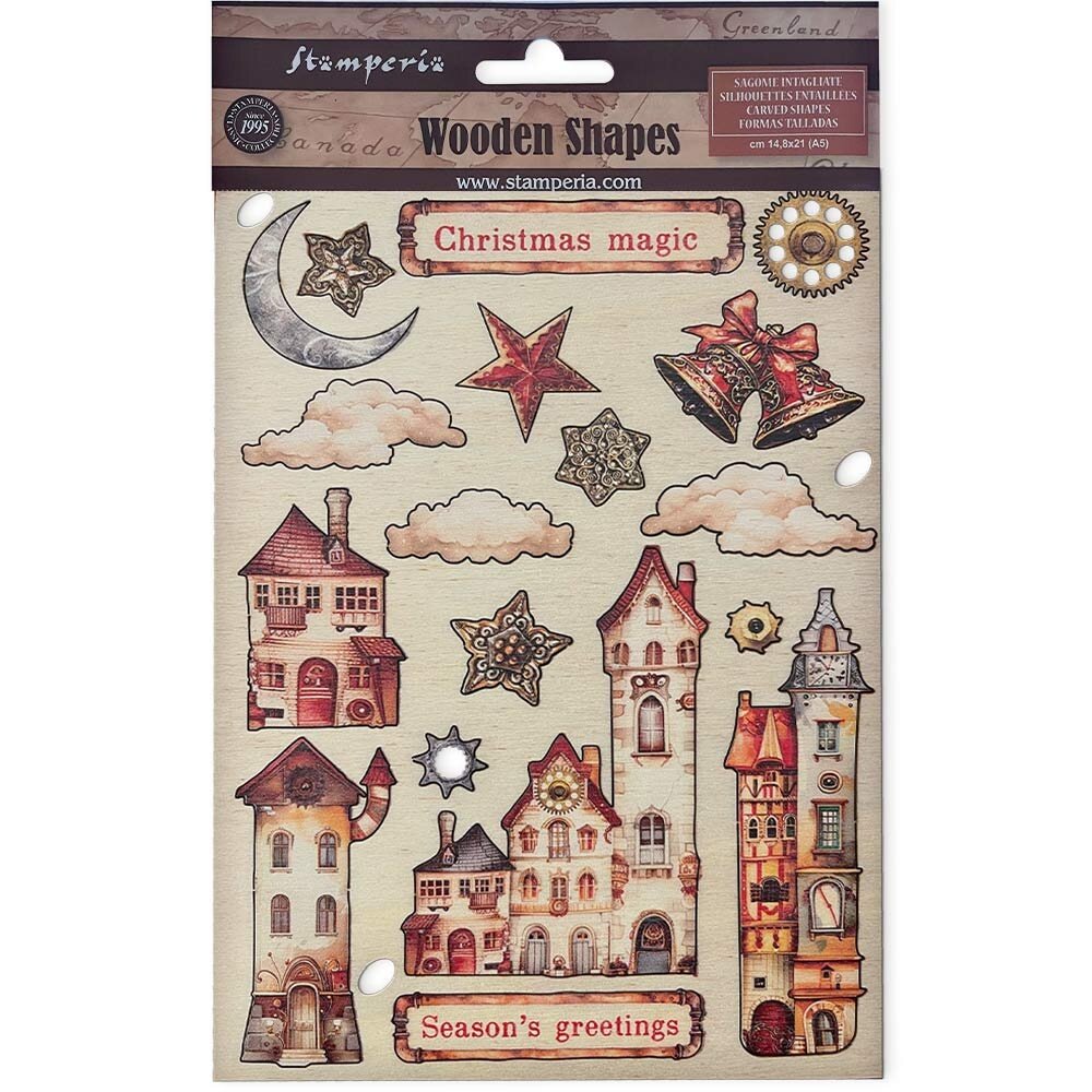 Stamperia Gear up for Christmas Wooden Shapes A5 Cozy Houses (KLSP165) Stamperia Gear up for Christmas Wooden Shapes A5 Cozy Houses (KLSP165)