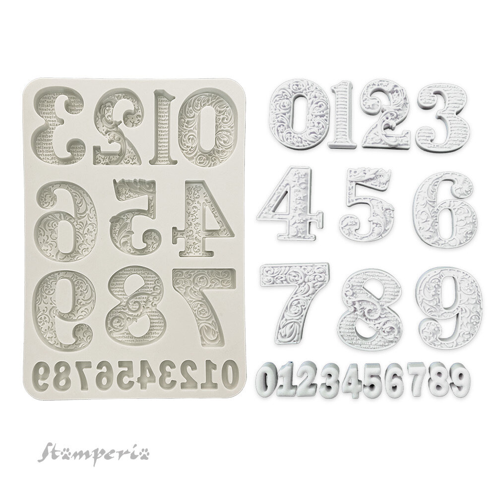 Stamperia Gear up for Christmas Silicon Mould A5 Numbers (KACMA528)