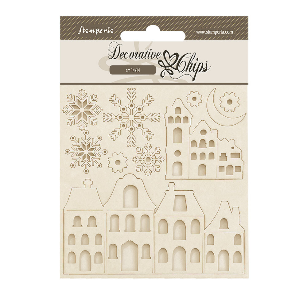 Stamperia Gear up for Christmas Decorative Chips Cozy Houses (SCB226)