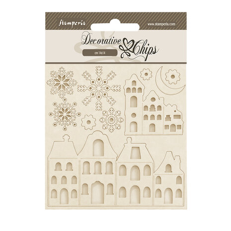 Stamperia Gear up for Christmas Decorative Chips Cozy Houses (SCB226)