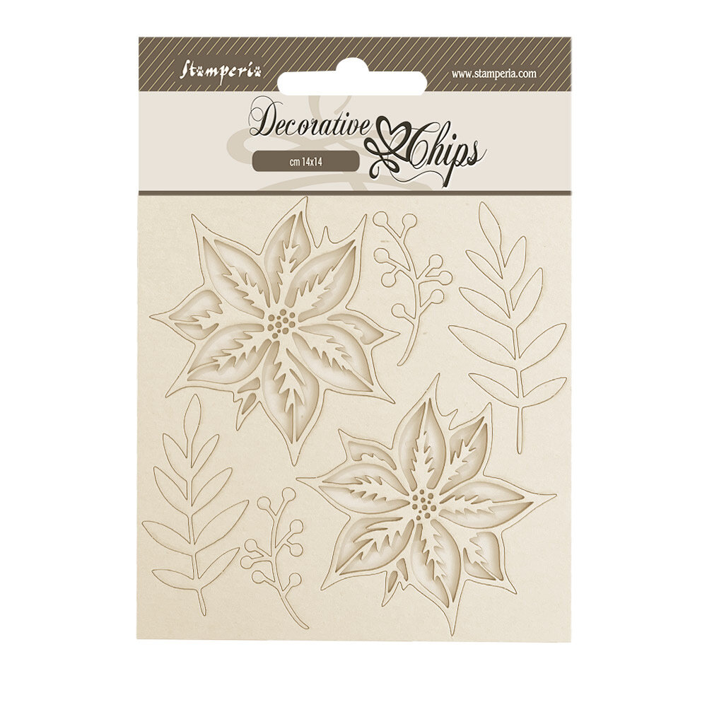 Stamperia The Nutcracker Decorative Chips Poinsettia (SCB230) Stamperia The Nutcracker Decorative Chips Poinsettia (SCB230)