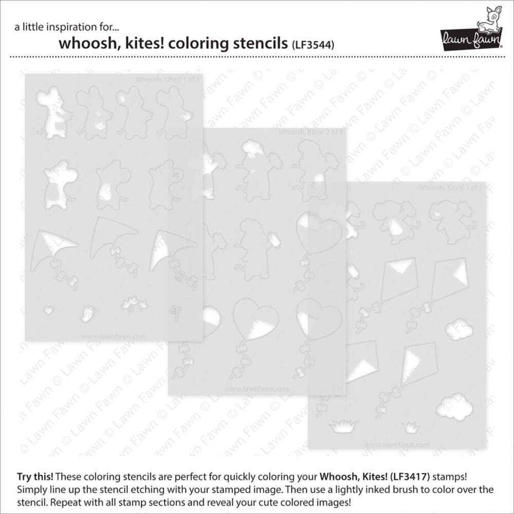 Lawn Fawn Lawn Clippings Whoosh, Kites! Coloring Stencils (LF3544)