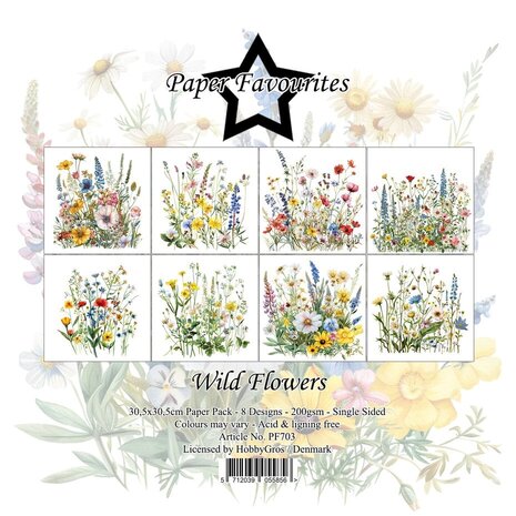 Paper Favourites Wild Flowers 12x12 Inch Paper Pack (PF703) Paper Favourites Wild Flowers 12x12 Inch Paper Pack (PF703)