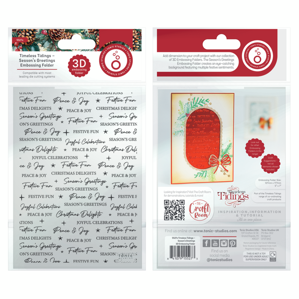 Tonic Studios Timeless Tidings 3D Embossing Folder Season's Greetings (5527E) Tonic Studios Timeless Tidings 3D Embossing Folder Season's Greetings (5527E)