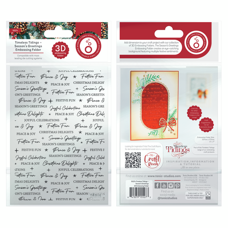 Tonic Studios Timeless Tidings 3D Embossing Folder Season's Greetings (5527E) Tonic Studios Timeless Tidings 3D Embossing Folder Season's Greetings (5527E)