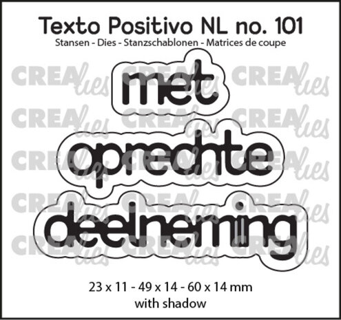 Crealies Texto Positivo Dies Met Oprechte Deelneming (POSNL101)