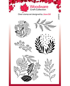 Woodware Paintable Baubles Leafy Fillers Clear Stamps (JGS872)